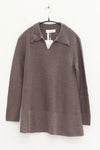 SWAYING 25 Autumn and Winter Seamless Lapel Twisted Wool Pullover SW-SW25AW1T17C2S2-HZ Gray Brown